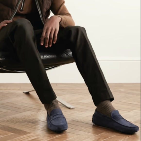 Tod's Other - Iconic TOD'S Gommino Driving Shoes Loafers Drivers Blue Leather Nubuck Pebble 8